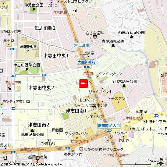 いすゞ自動車東北株式会社・盛岡支店付近の地図